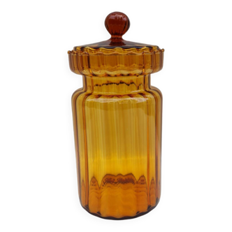 Large fluted blown glass jar