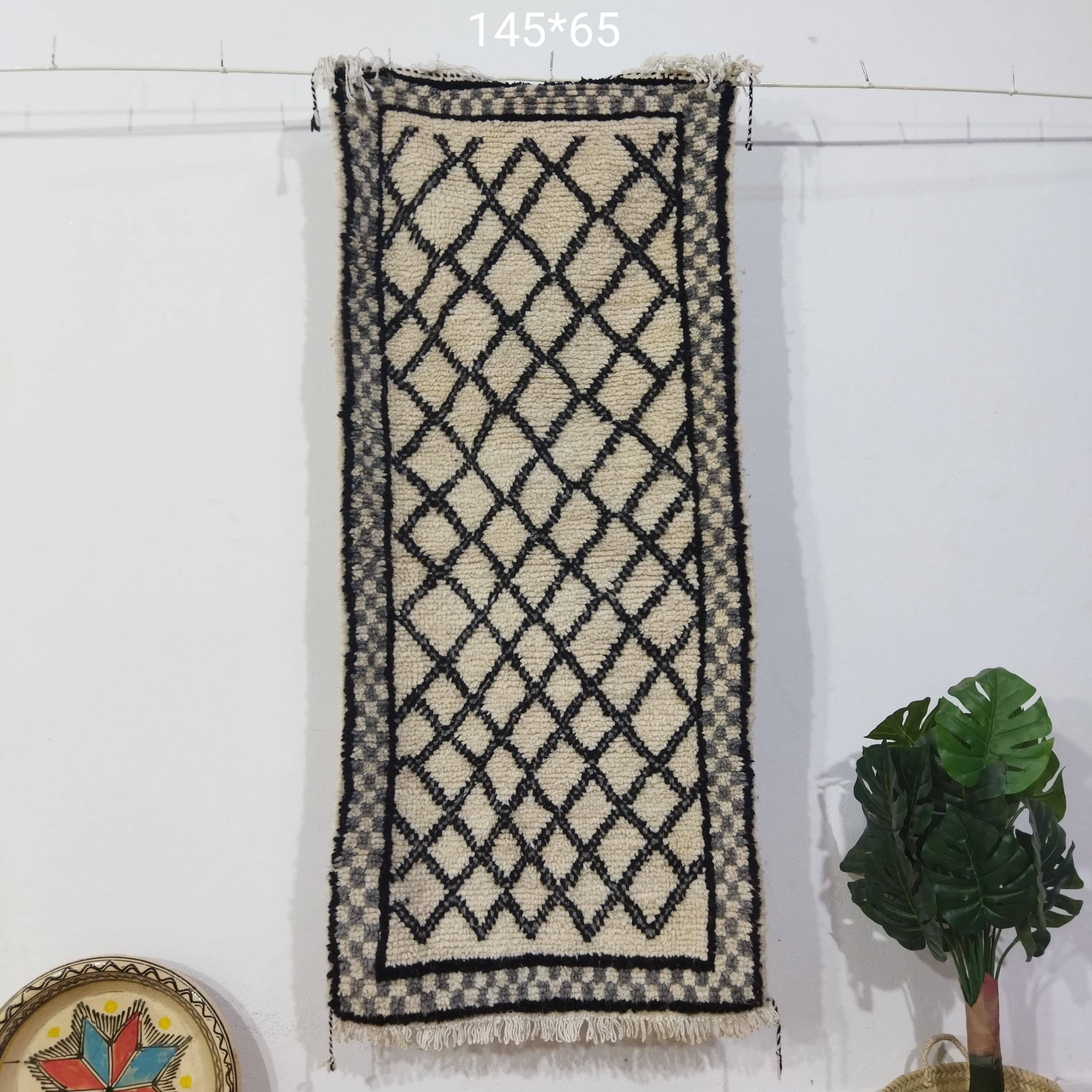 Handmade Berber wool mrirt rug 145 X 65 CM