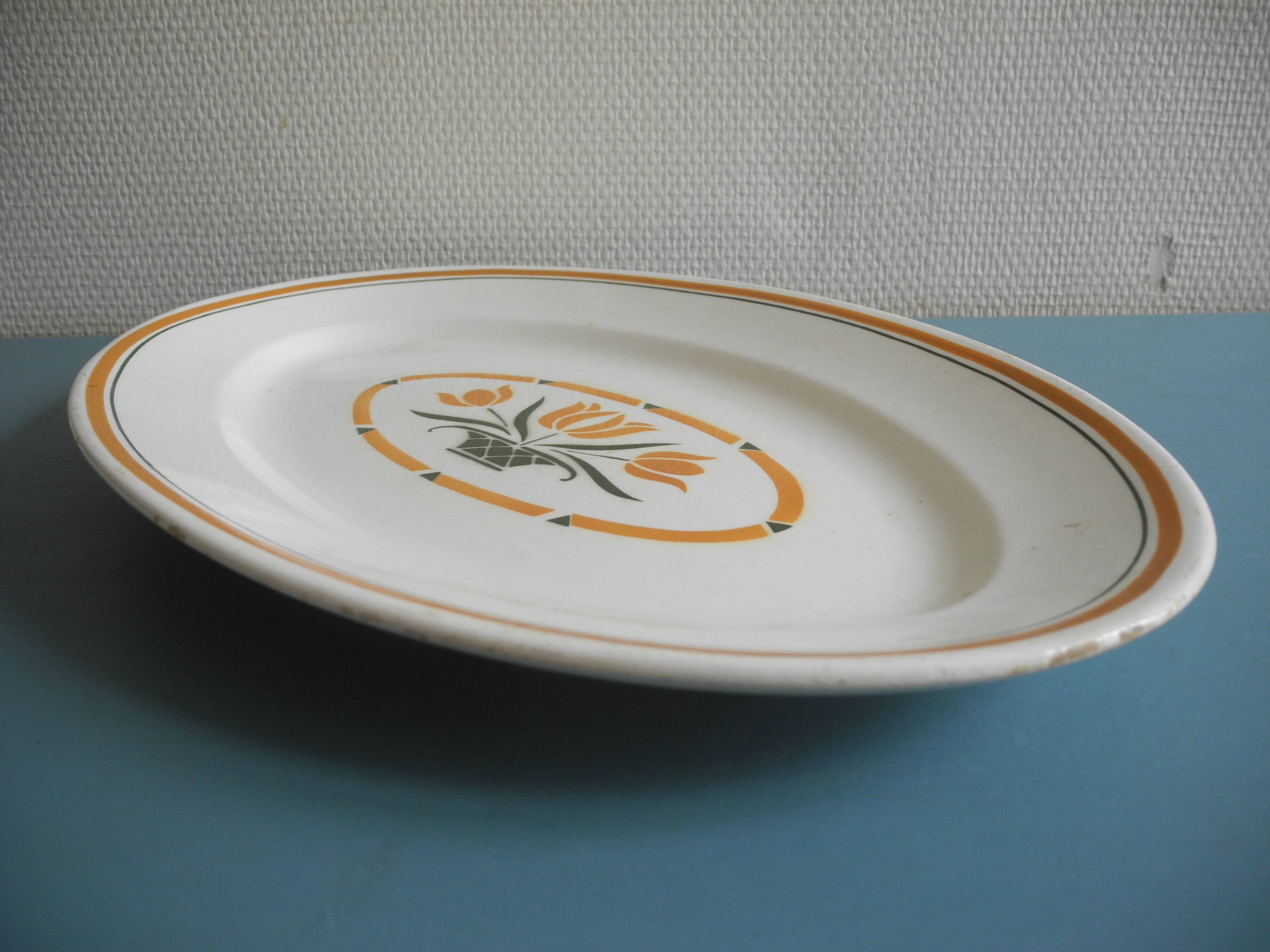 old French serving dish from Salins EC Terre Fer Nouvelles Galeries