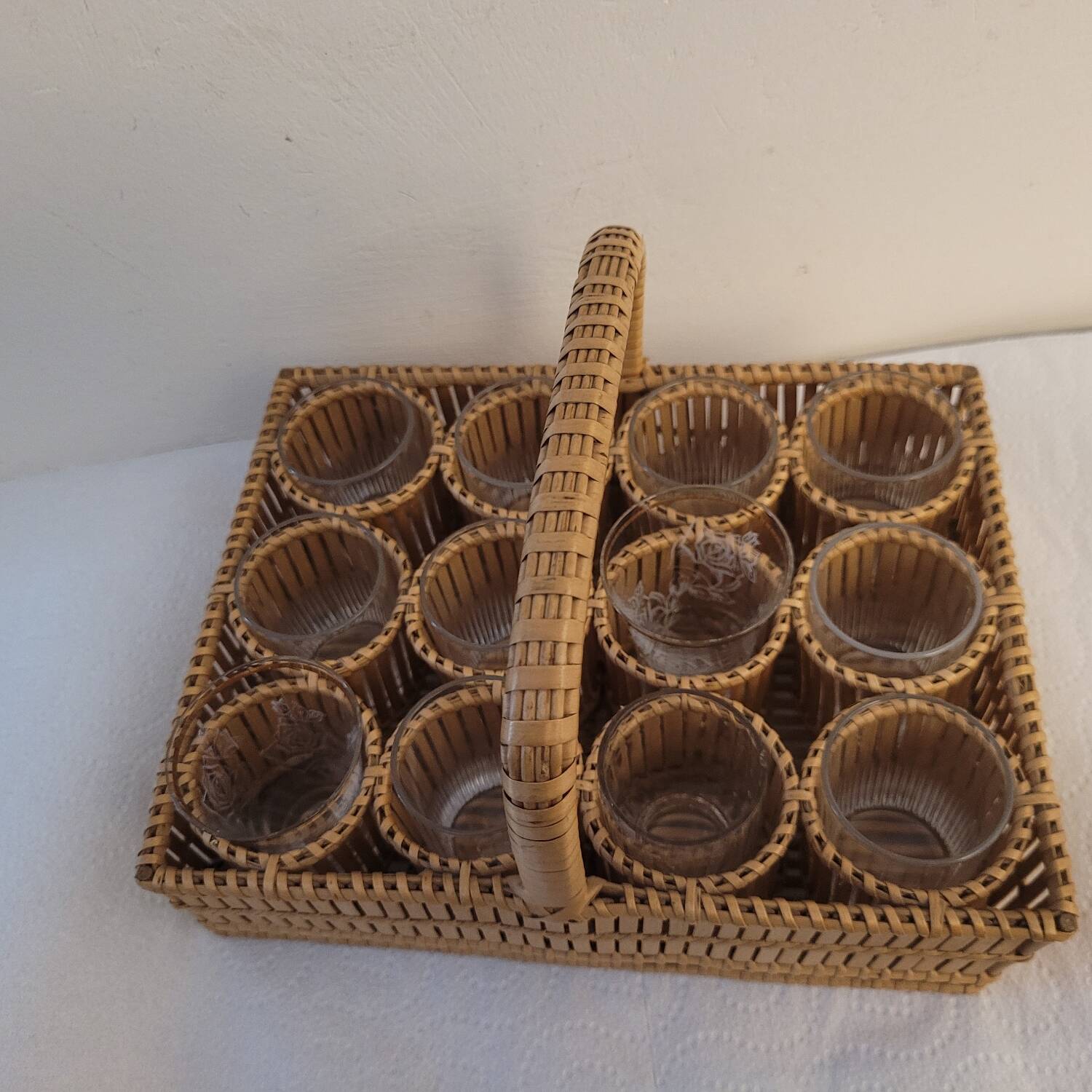 1930 wicker liqueur service basket