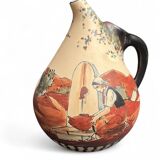 Ciboure pot-bellied pitcher signed Monique Ordoqui circa 1970