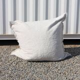 Handmade pouf cover - 120 x 120 cm - White - Recycled cotton
