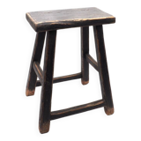 Rectangular stool in black raw elm