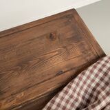 Walnut and pine drapery farmhouse table