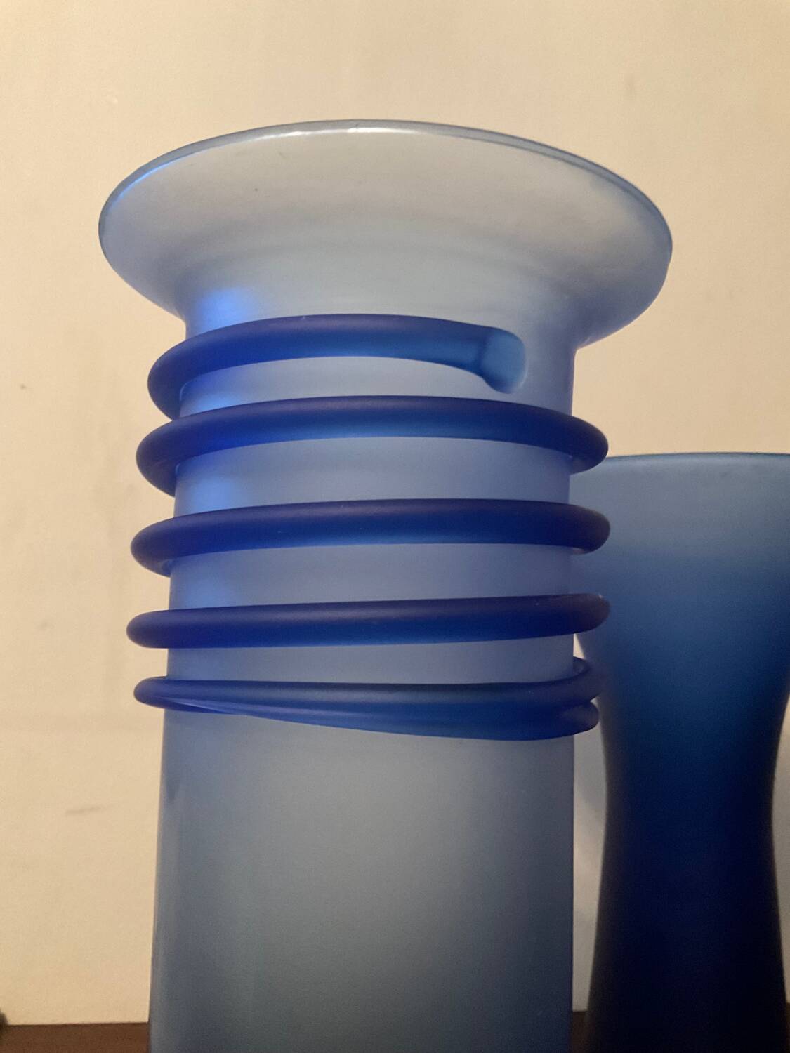 Trio of vintage glass paste vases from the 70s