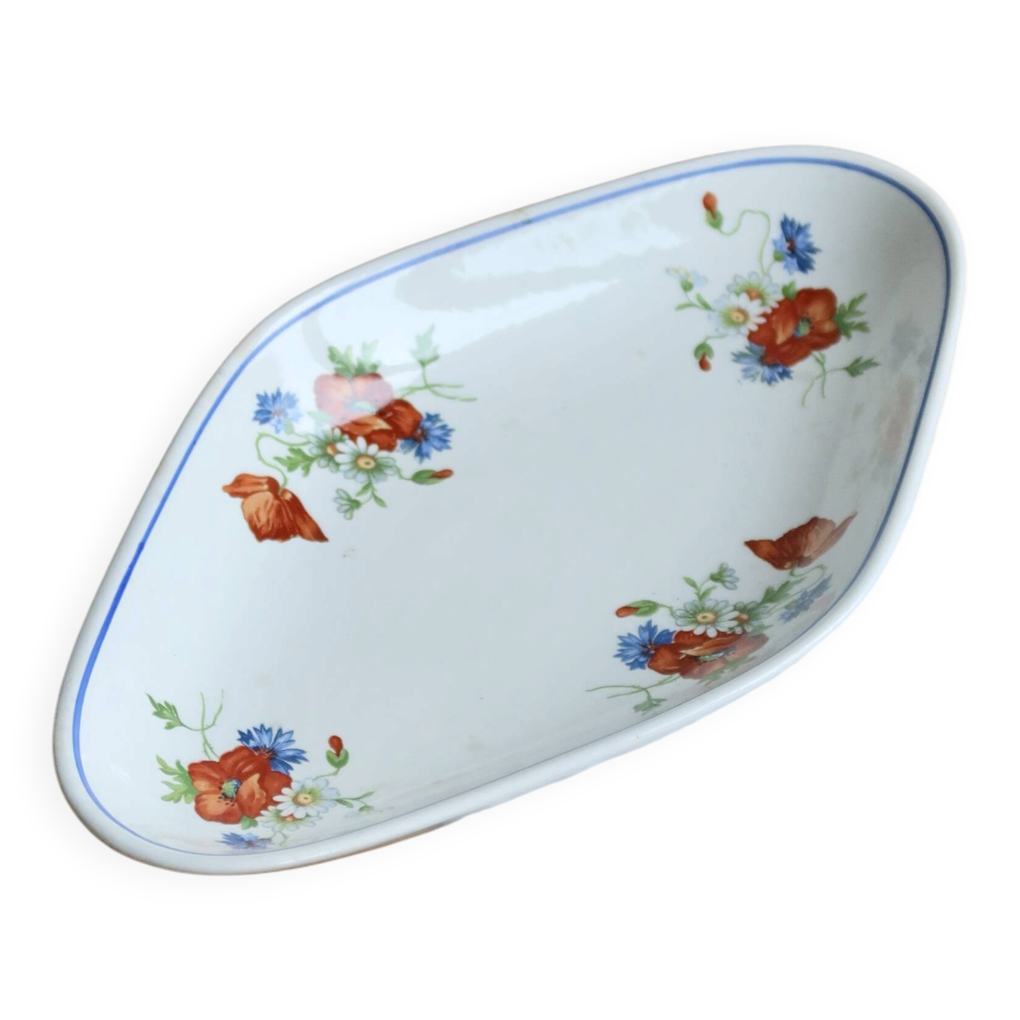 Ravier antique faience Salins - Poppy model