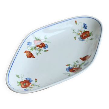 Ravier antique faience Salins - Poppy model