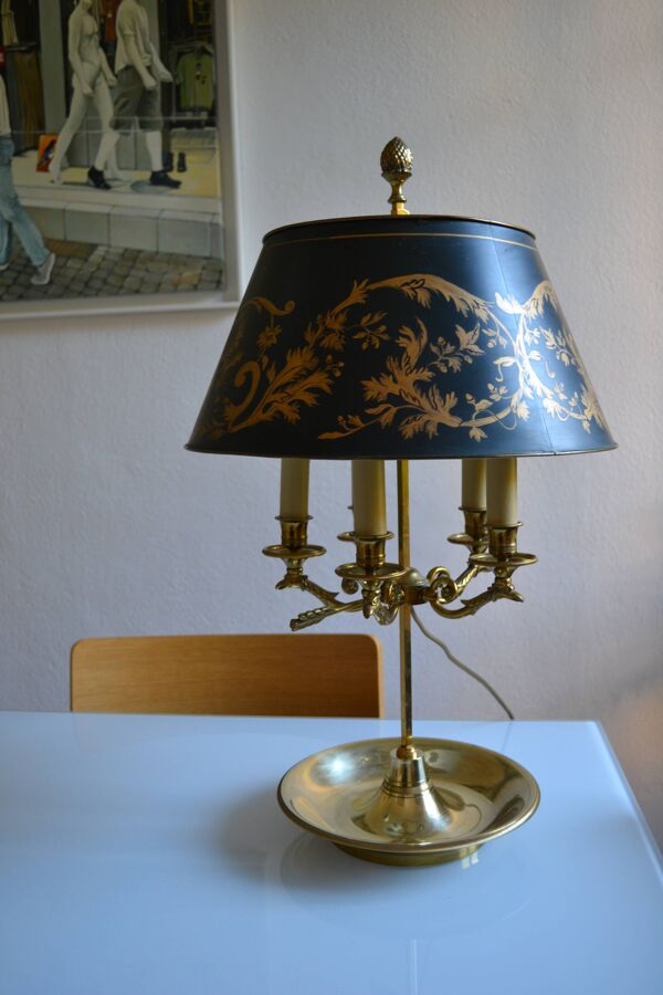 Grande lampe bouillotte 5 feux bronze style empire