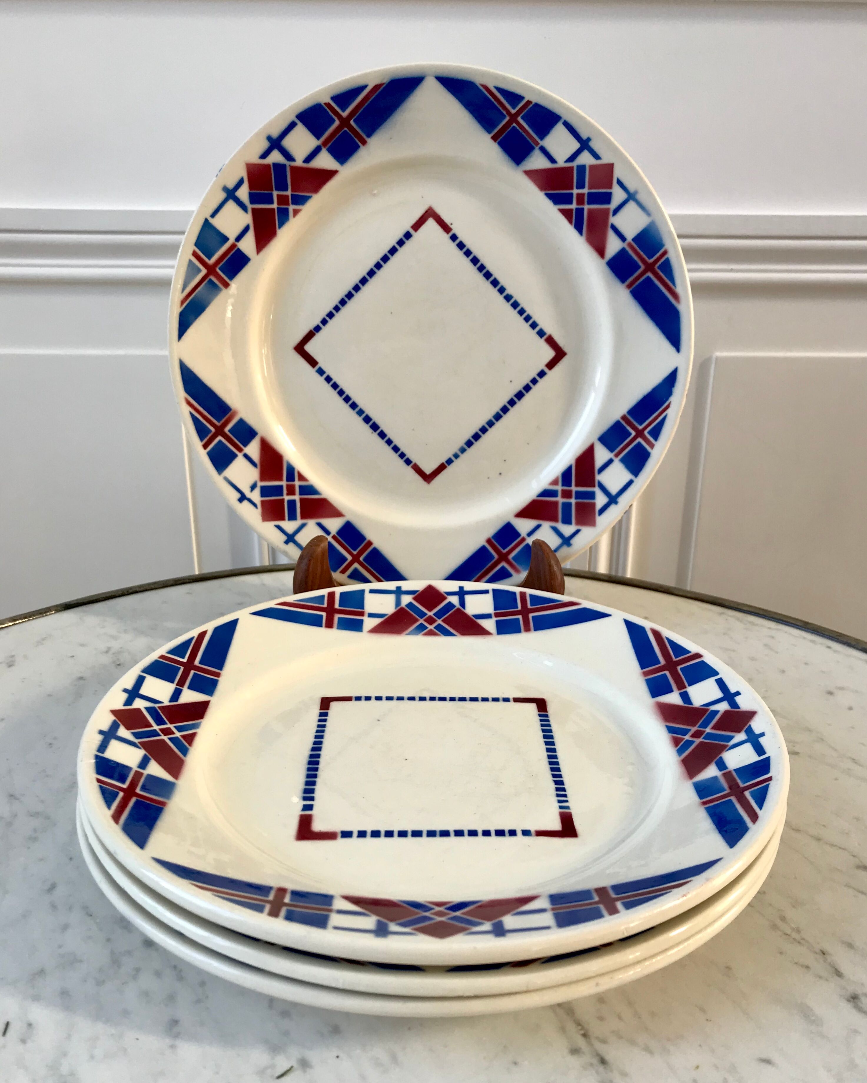 Set of 4 flat plates Lunéville model Hossegor