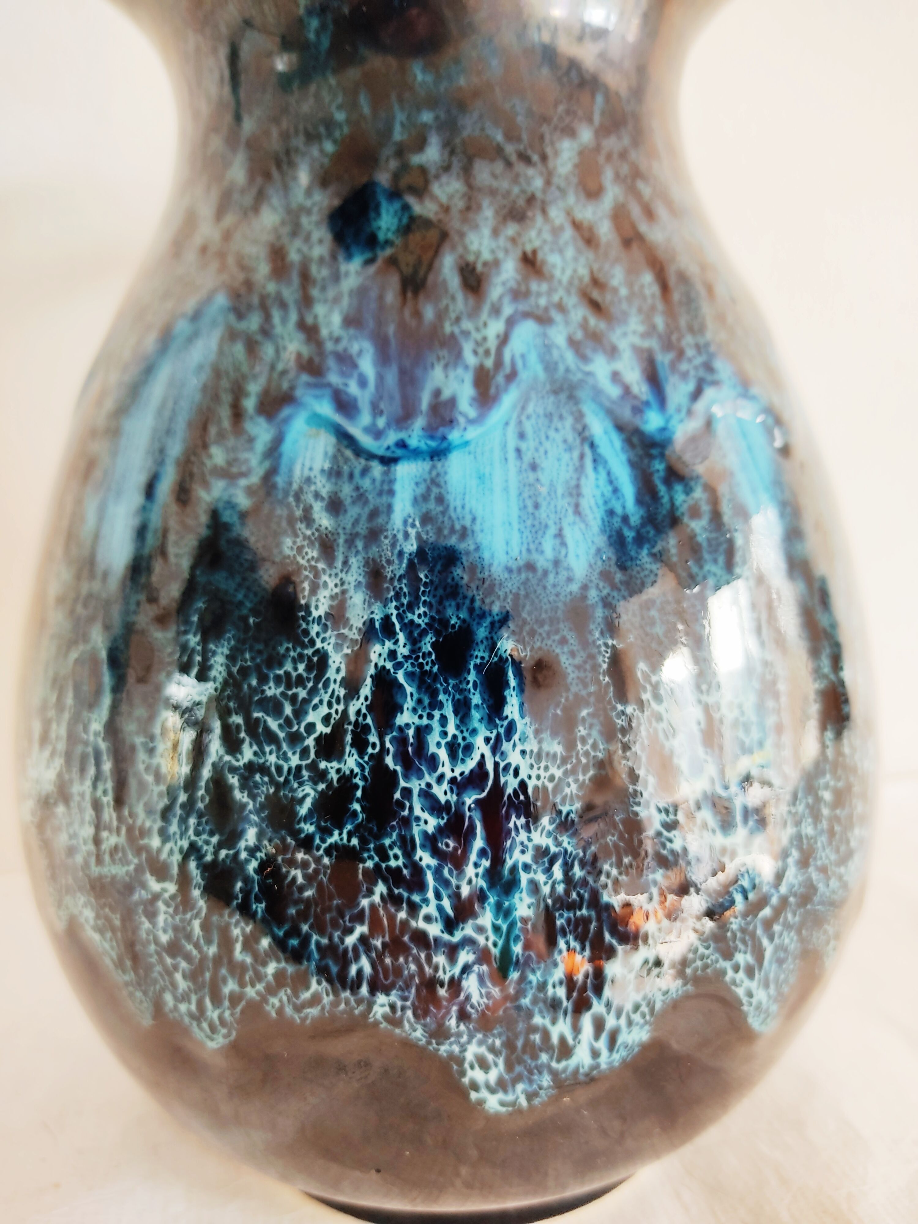 Blue ceramic vintage pitcher