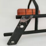 Modernist wall-mounted coat rack in metal and wood, 60s design