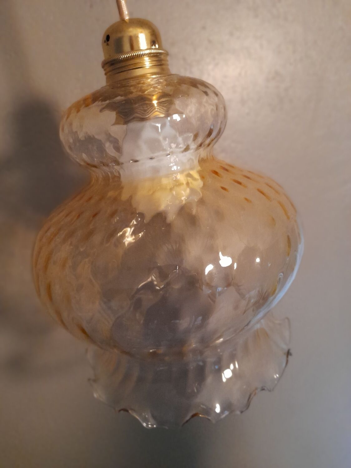 Tulip suspension amber glass, vintage