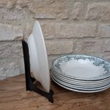 Ensemble de 9 anciennes assiettes plates modèle Guadeloupe Saint Amand