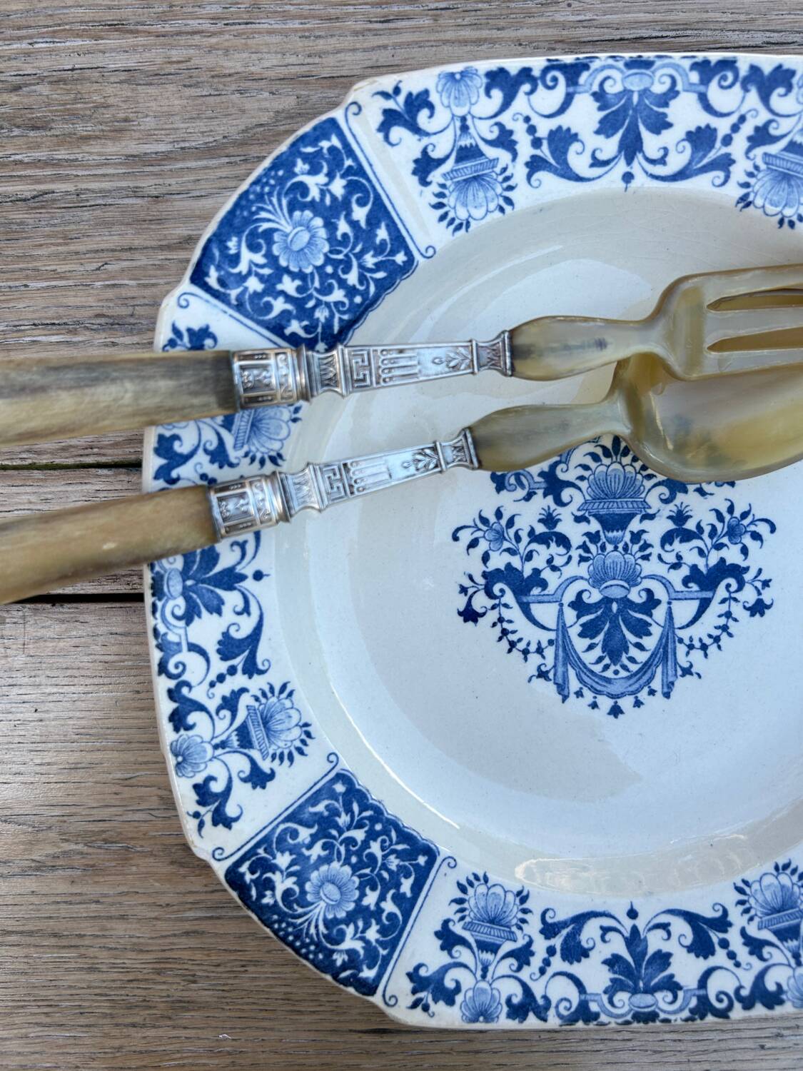 6 Terre de Fer Gien Ibis plates