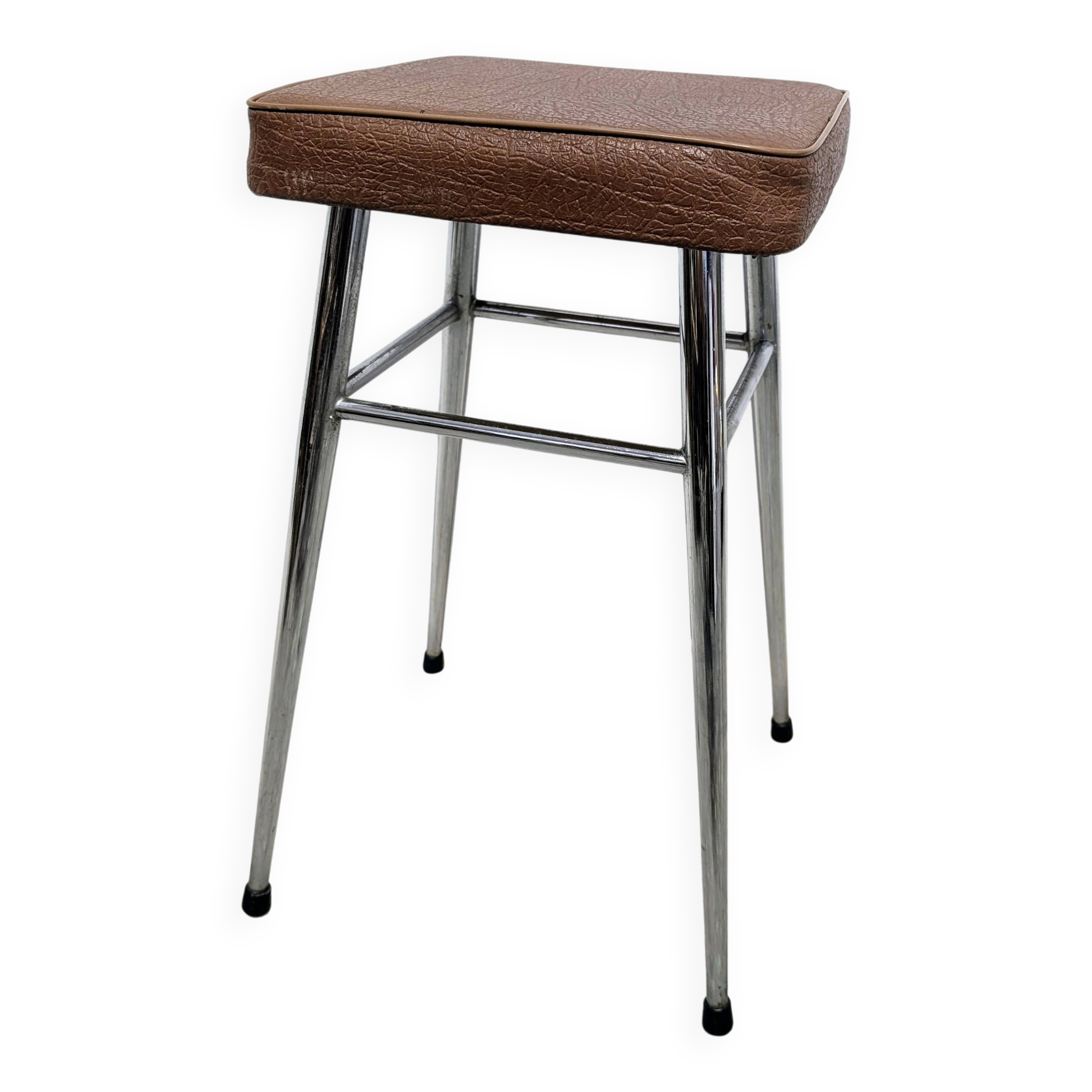 Vintage stool with leatherette seat