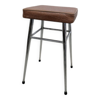 Vintage stool with leatherette seat