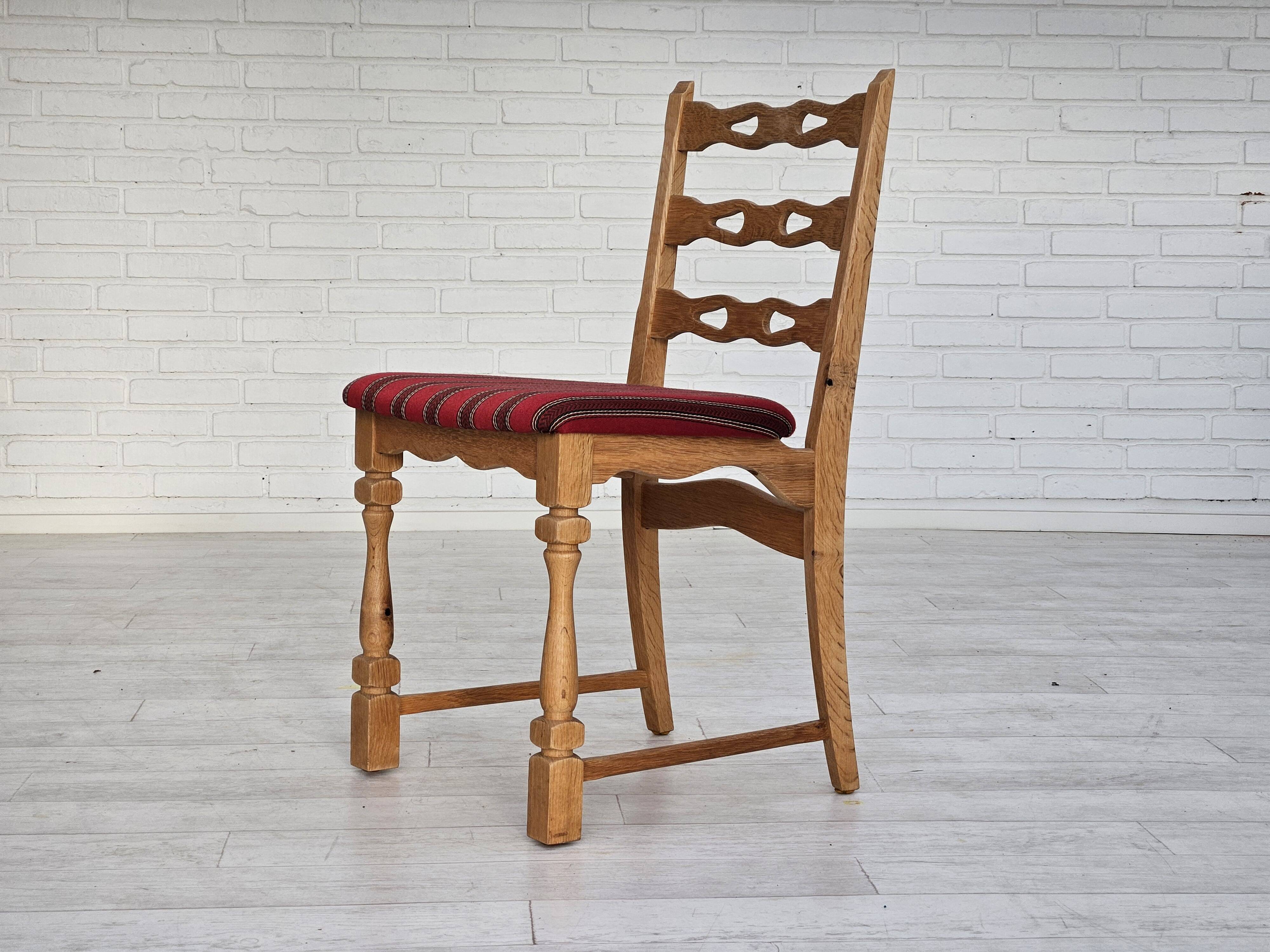 1970s, set 6 pcs of Danish dinning chairs, original good condition, furniture wool.