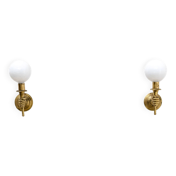 Vintage brass wall sconces by Maison Jansen 1950
