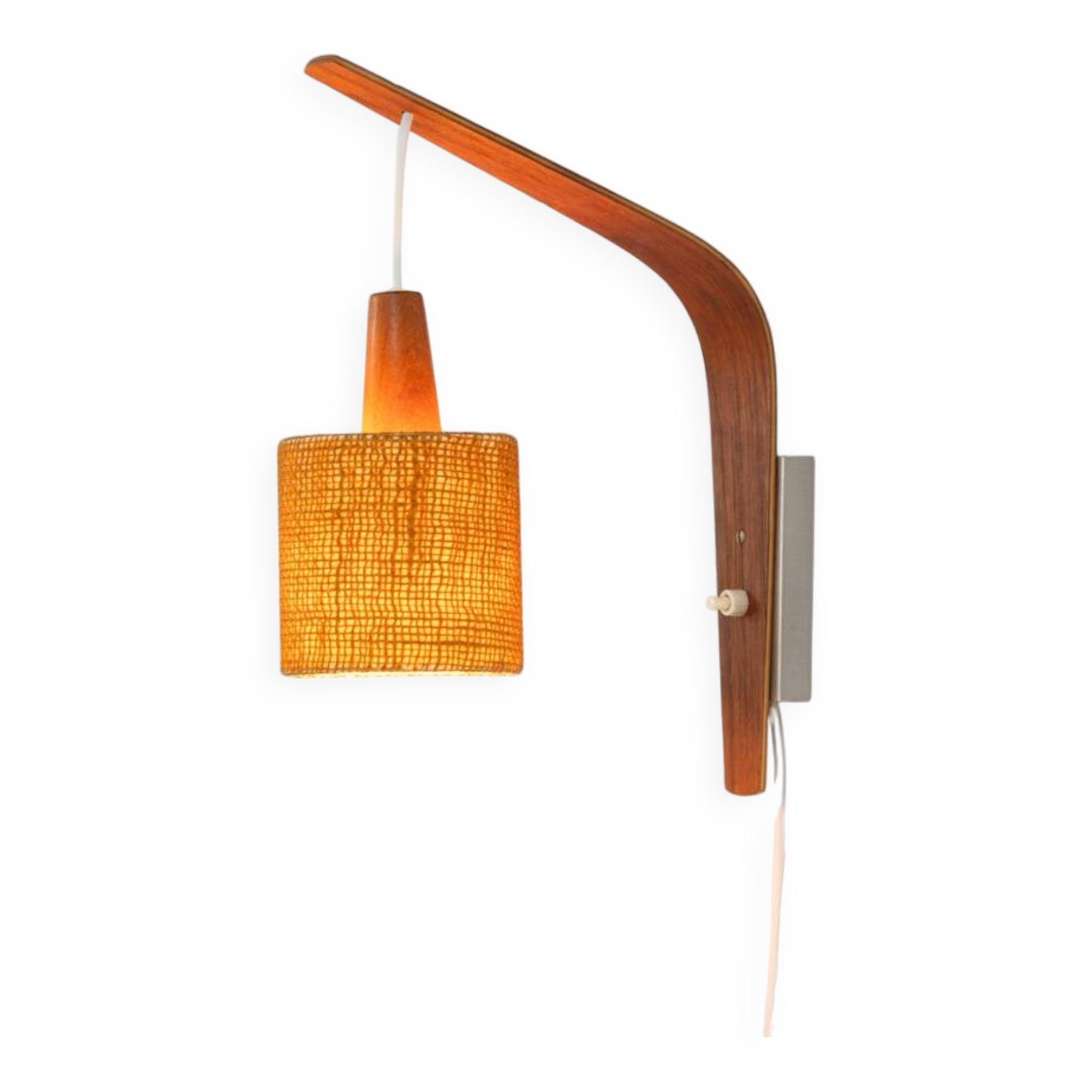 Applique en contreplaqué et sisal (Danemark, années 1960).