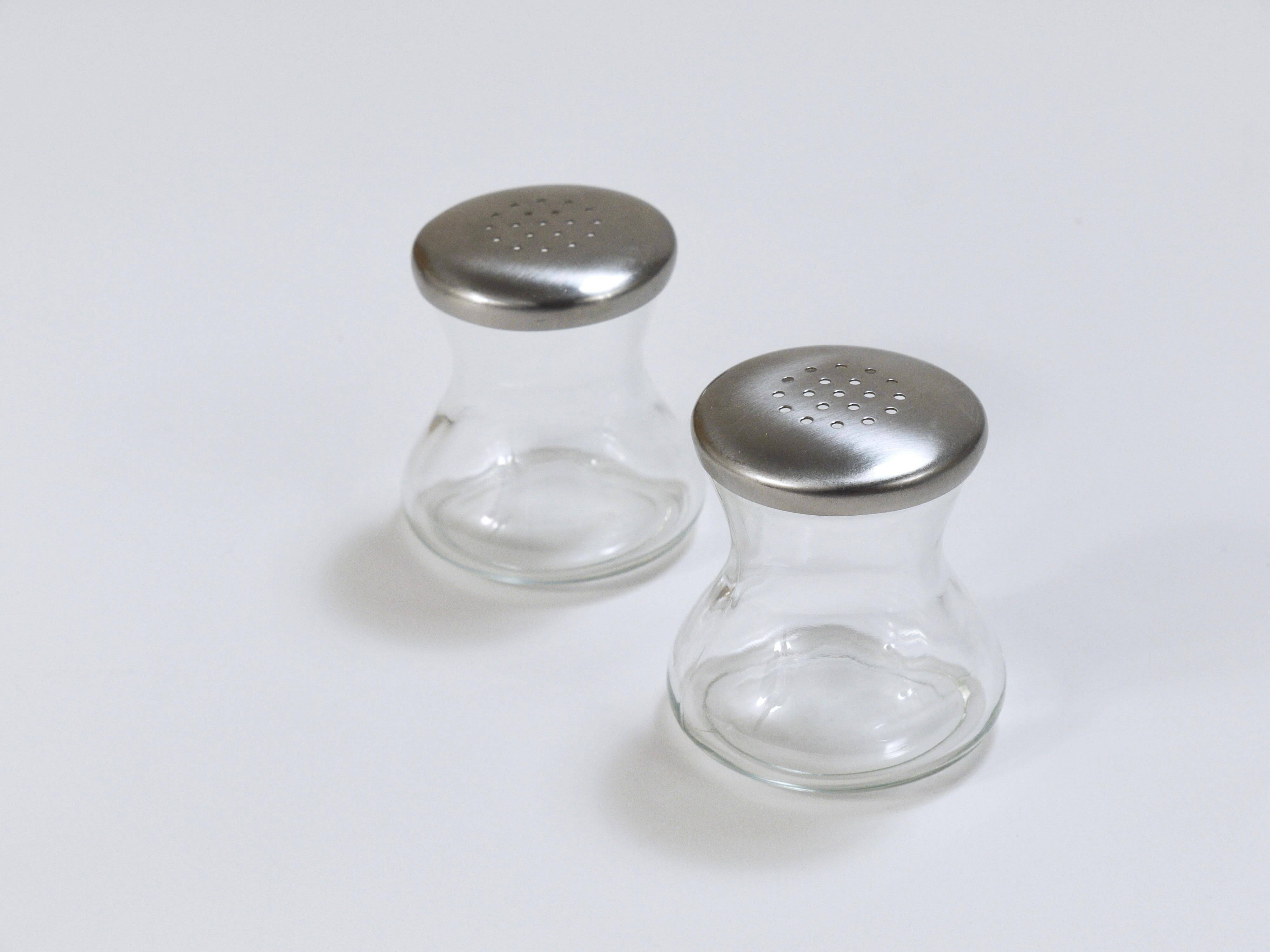 Wilhelm Wagenfeld Mid-Century Max & Moritz Salt Pepper Shakers, WMF, 1950s