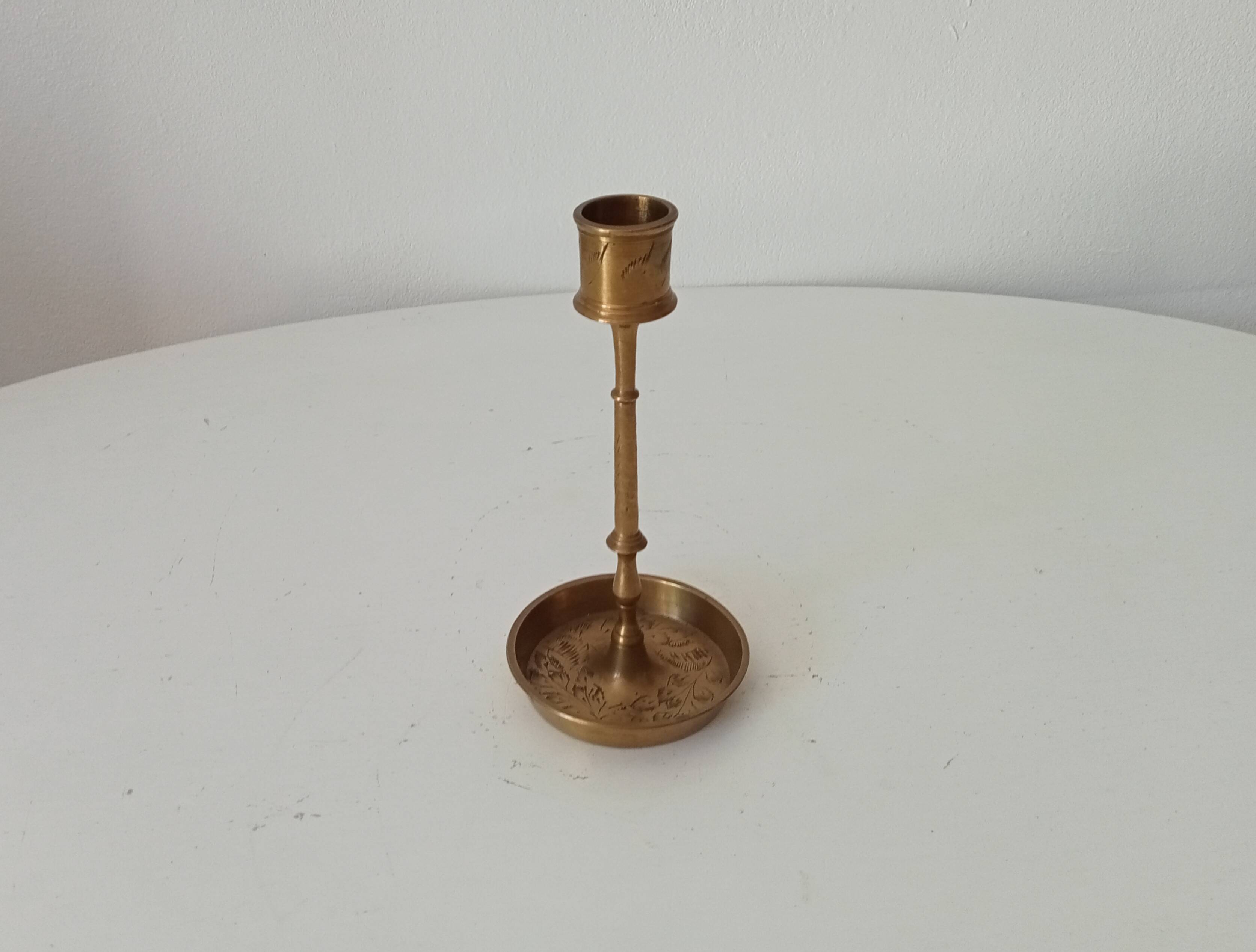 Vintage candle holder in solid gold brass