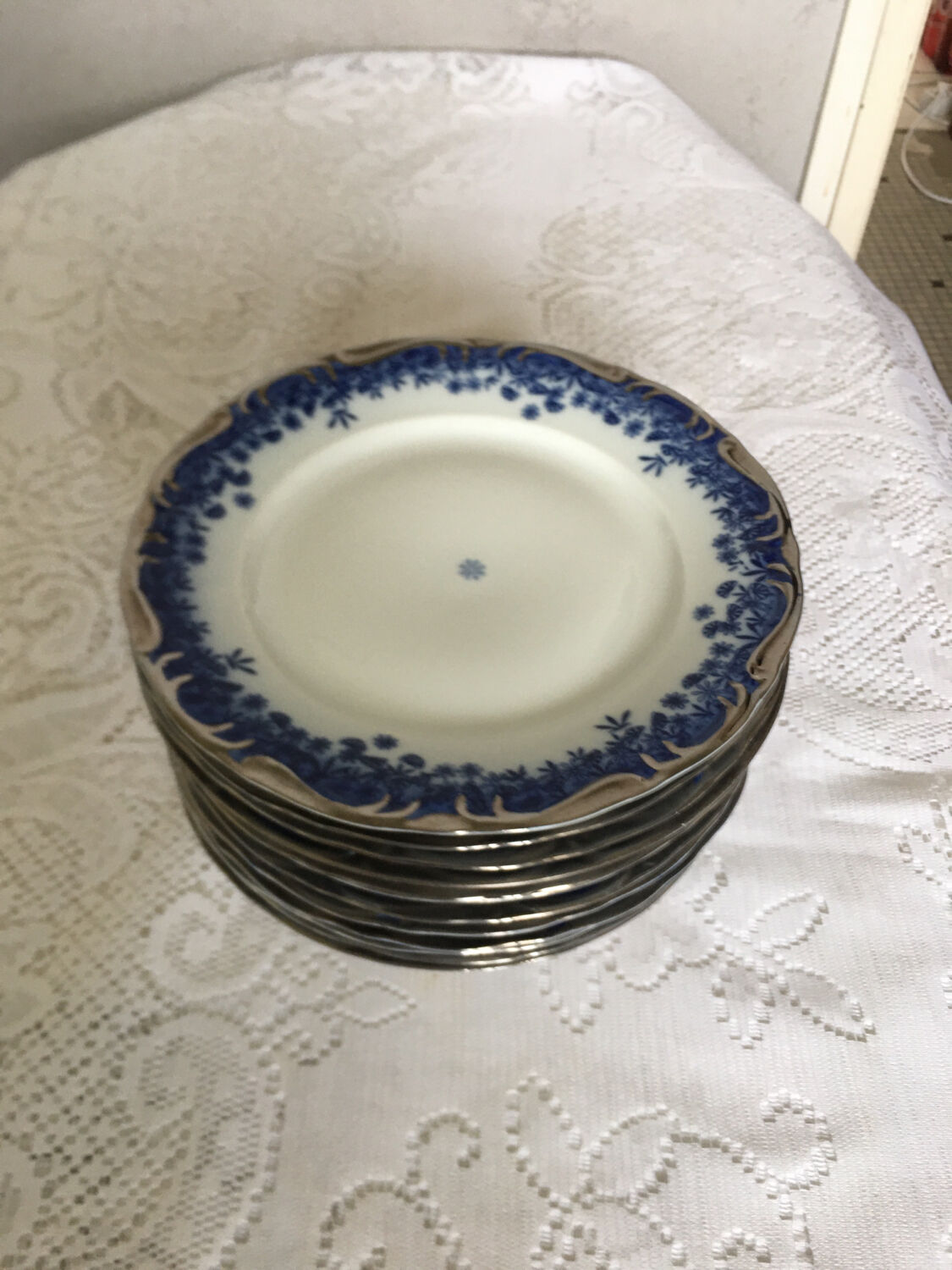Set of 12 flat plates Romanian porcelain Dalba Julia