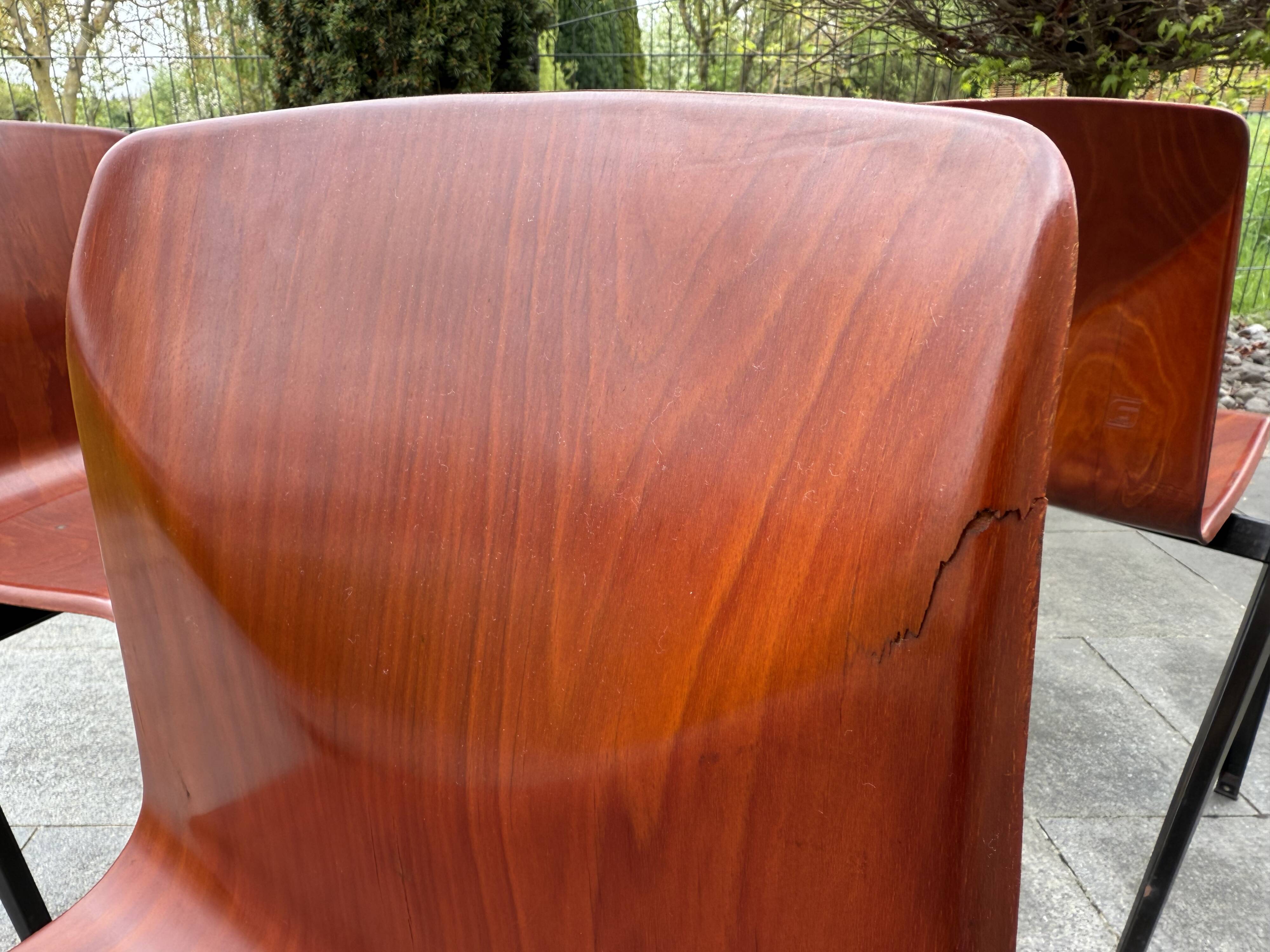 Set of 4 Galvanitas Thur-Op Seat Model S22 chairs from the 60s