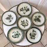 lot of 6 dessert plates in slip Pexonne early twentieth century