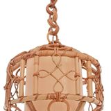 1960s Hand-Crafted Mid-Century Bamboo and Rattan Pendant Lamp, France