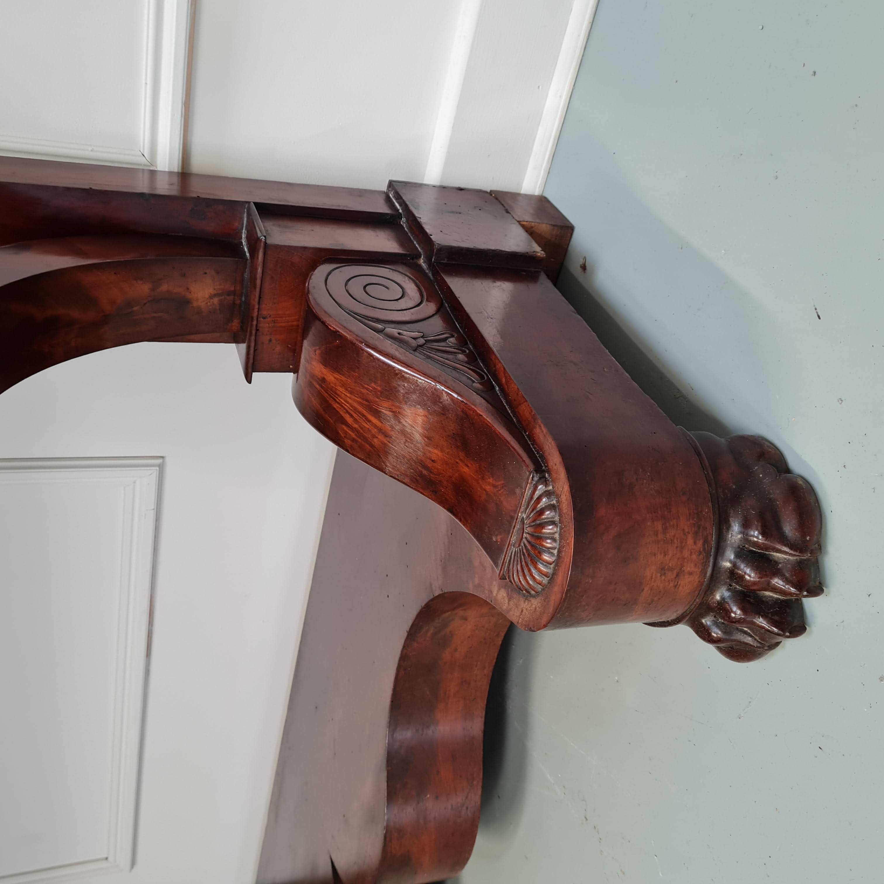 Antique french flame mahogany console table c1830