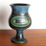 Vallauris, Modernist Vase, blue glazed ceramic, Jean de Lespinasse.