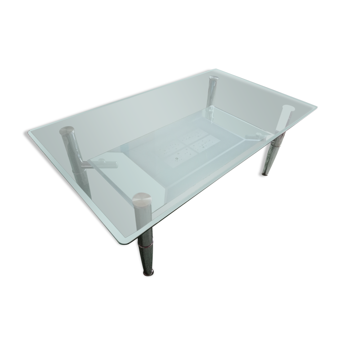 Glass coffee table, two tops 110X65 cm