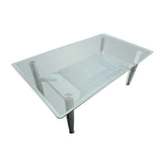 Table basse en verre, deux plateaux 110X65 cm