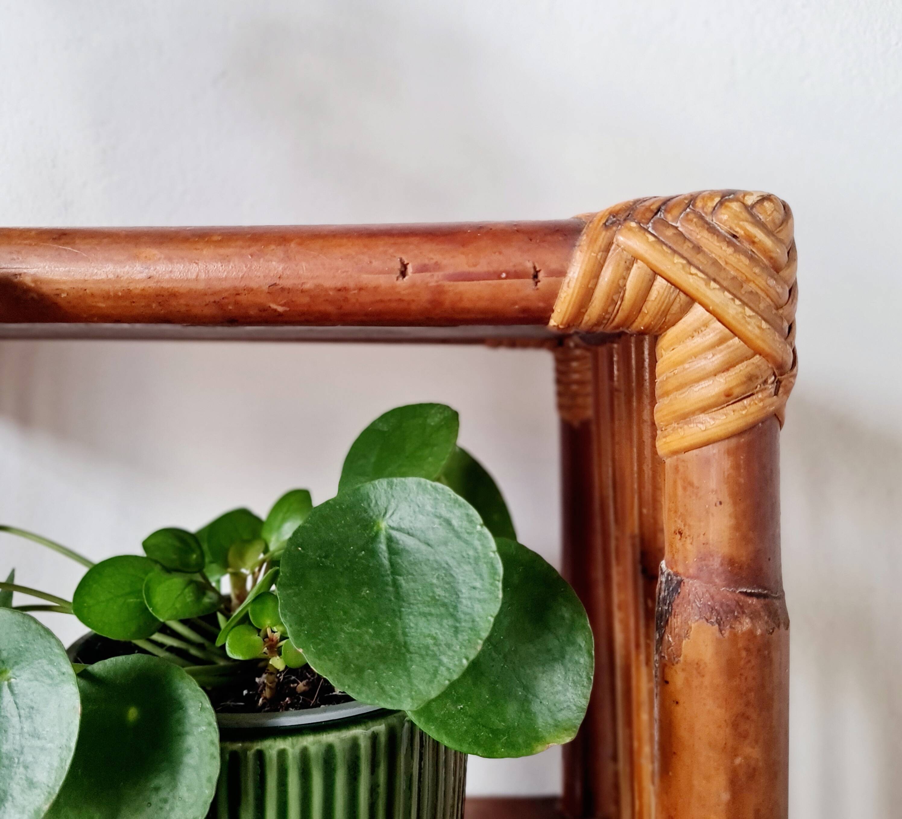 Etagère ancienne - bibliothèque rotin bois patinée