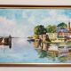 Painting / oil on canvas signed yoland, the port, the boats ....