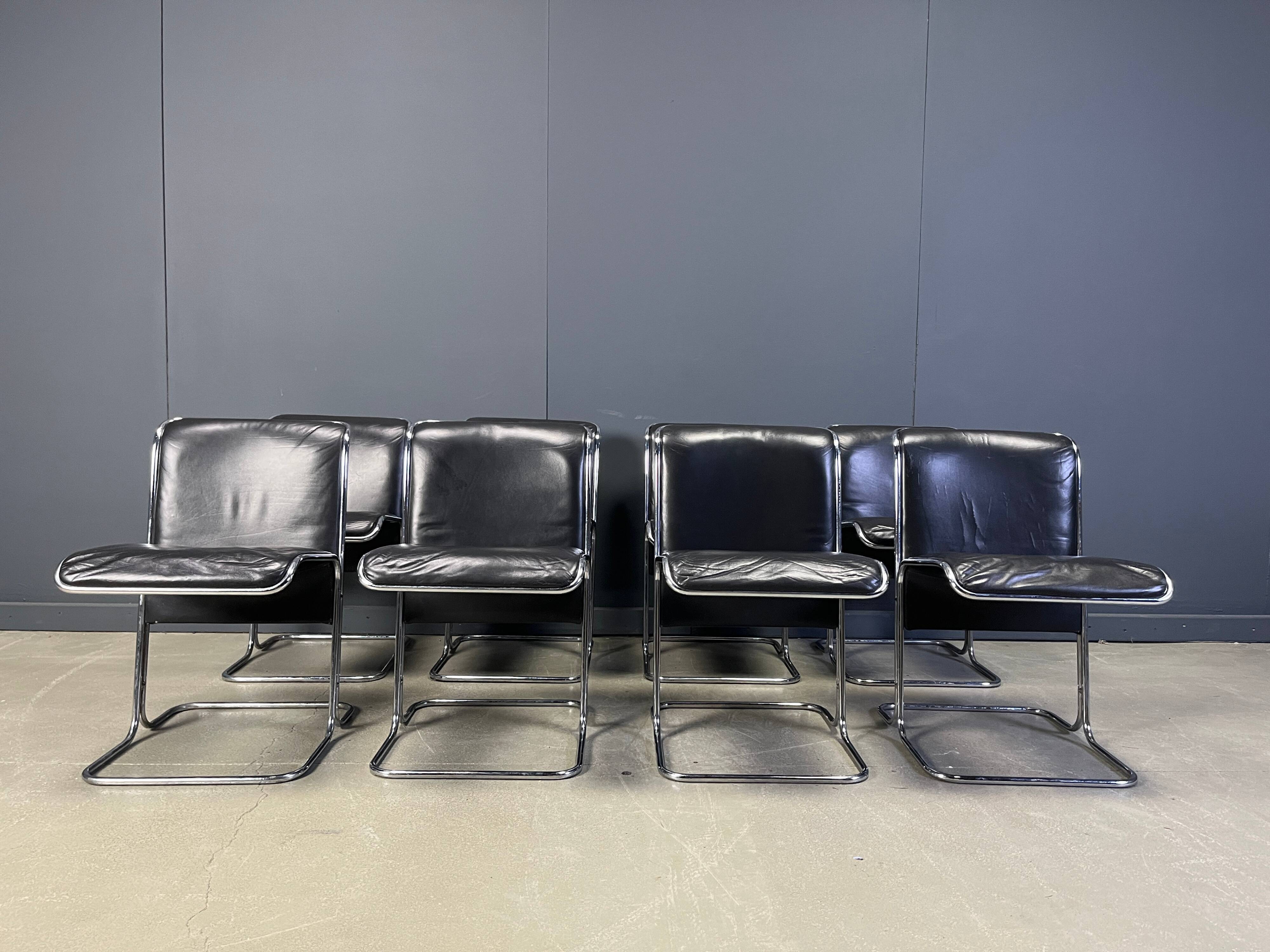 Set of 8 Calla chairs by Antonio Ari Colombo dining chairs, 1970s