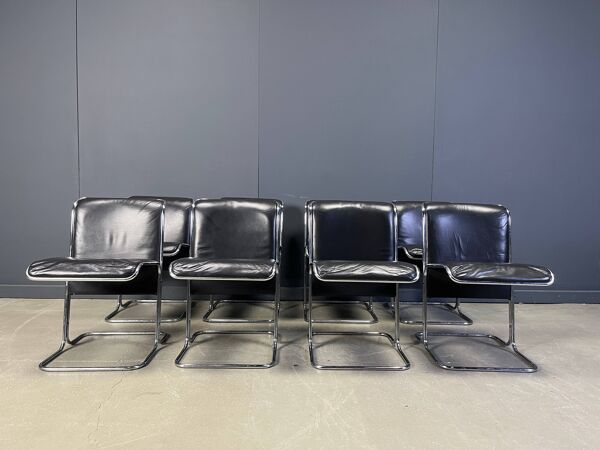 Ensemble de 8 chaises Calla par Antonio Ari Colombo, chaises de salle à manger, années 1970.