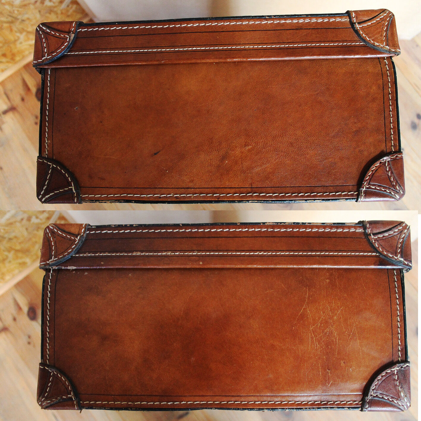 Antique XXL leather suitcase