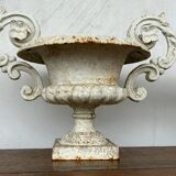 Pair of cast iron garden vases late nineteenth