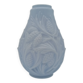 Art Deco Opaline Vase Blue Pastel Glass Pine Cone Decoration France 1930s