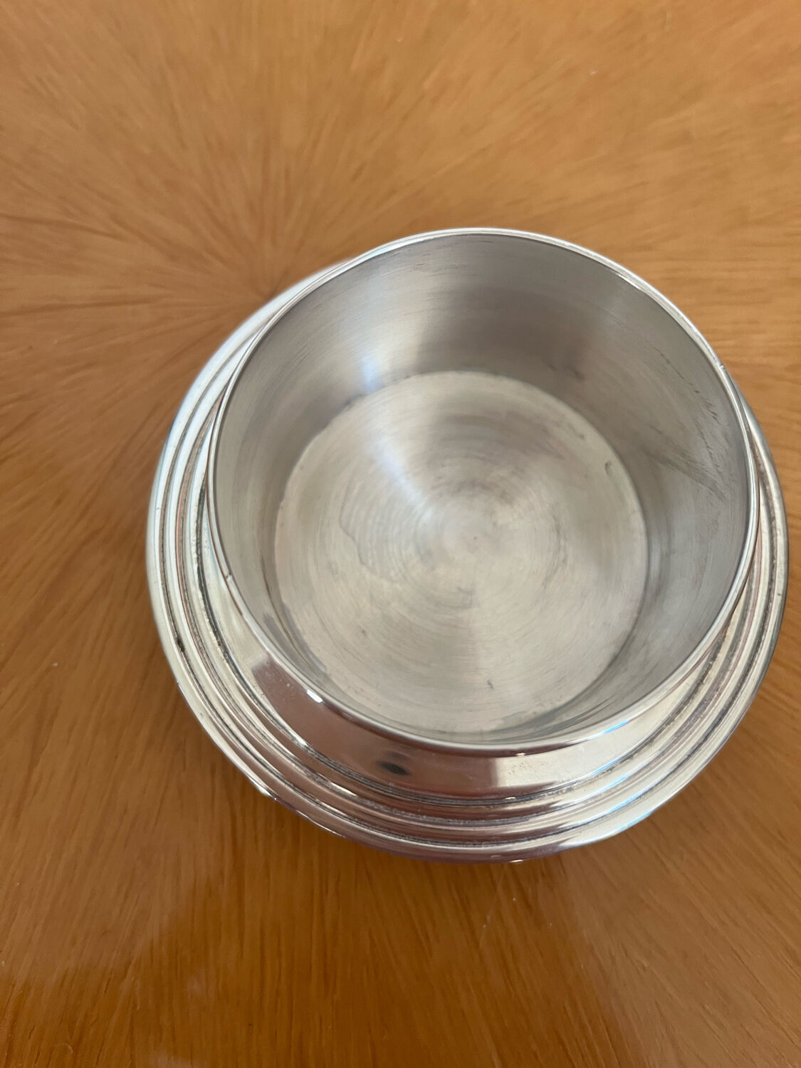 Antique silver metal butter dish