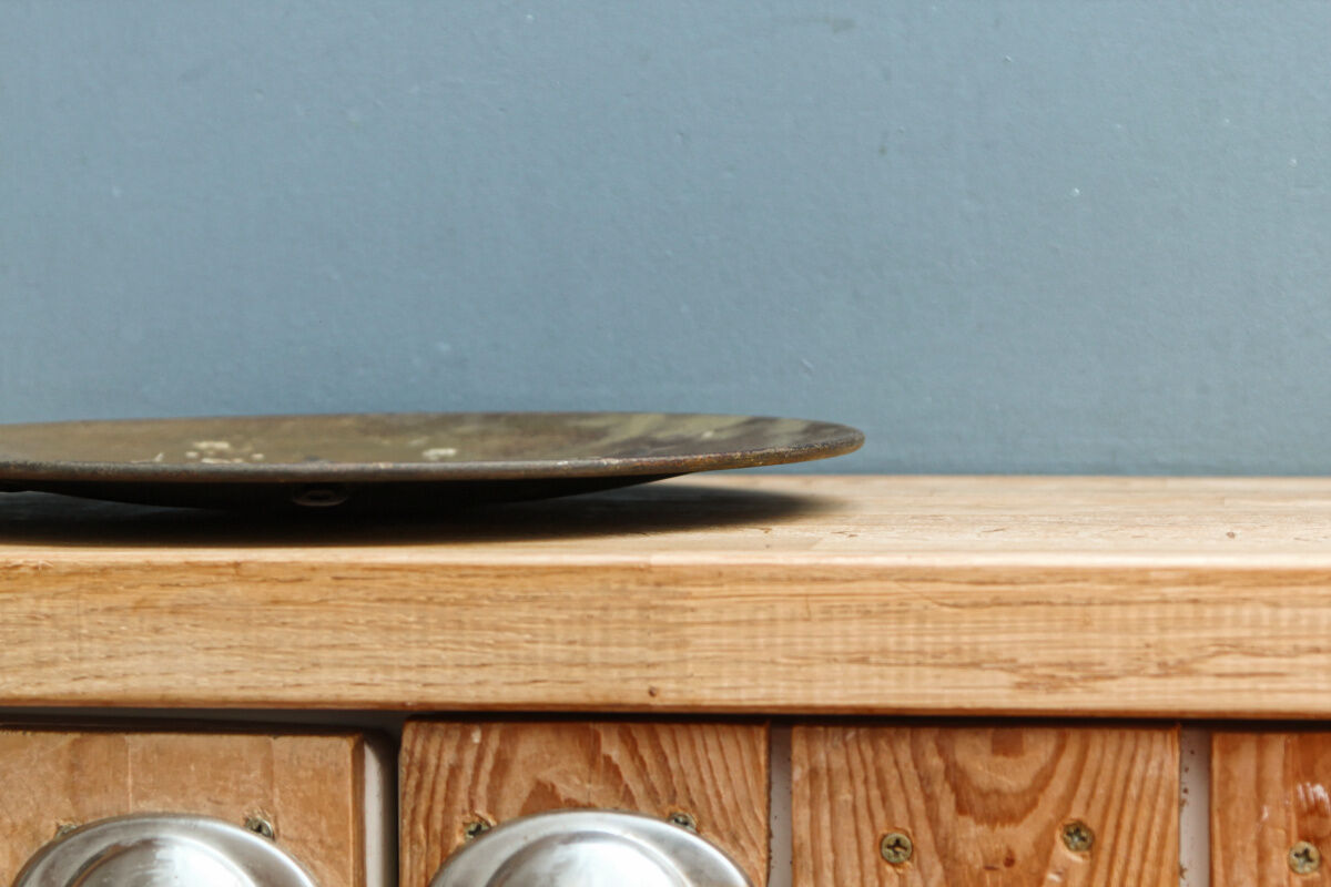 Bird dish, painted sheet metal, signed