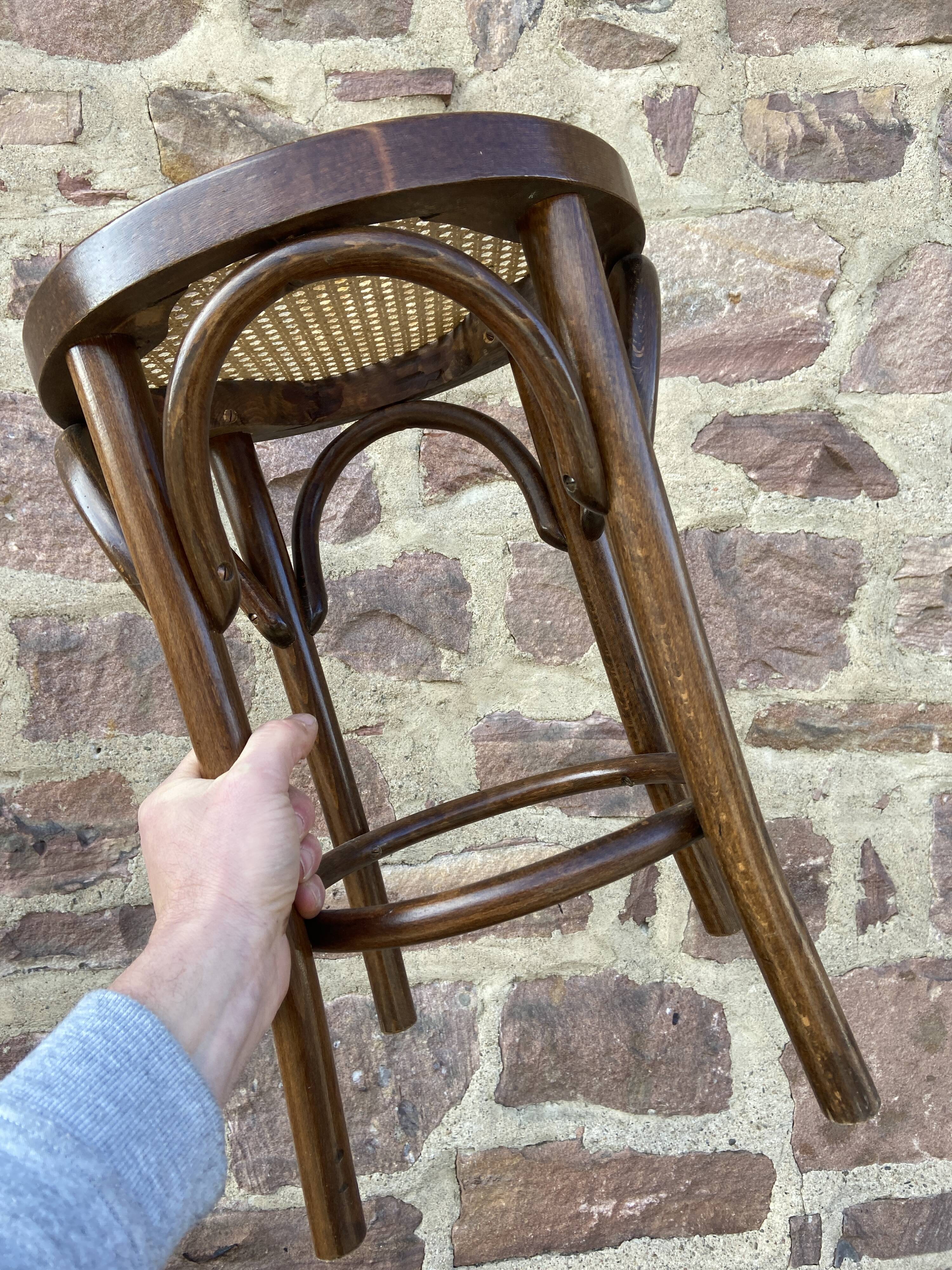 Viennese bentwood and cane stool 1950