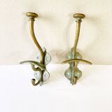 Antique patinated brass coat hooks