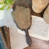 Wooden “hand-held” mirror with MB initials