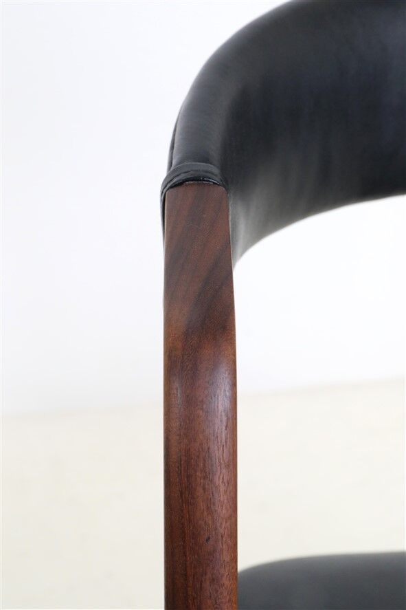 Set of 2 “A-Chairs” / teak chairs / recycling leather / black / Mid Century Danish Modern Design / 1960s