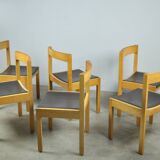 Vintage oak DUTCH DESIGN dining chairs in modern minimalist style, 1960s