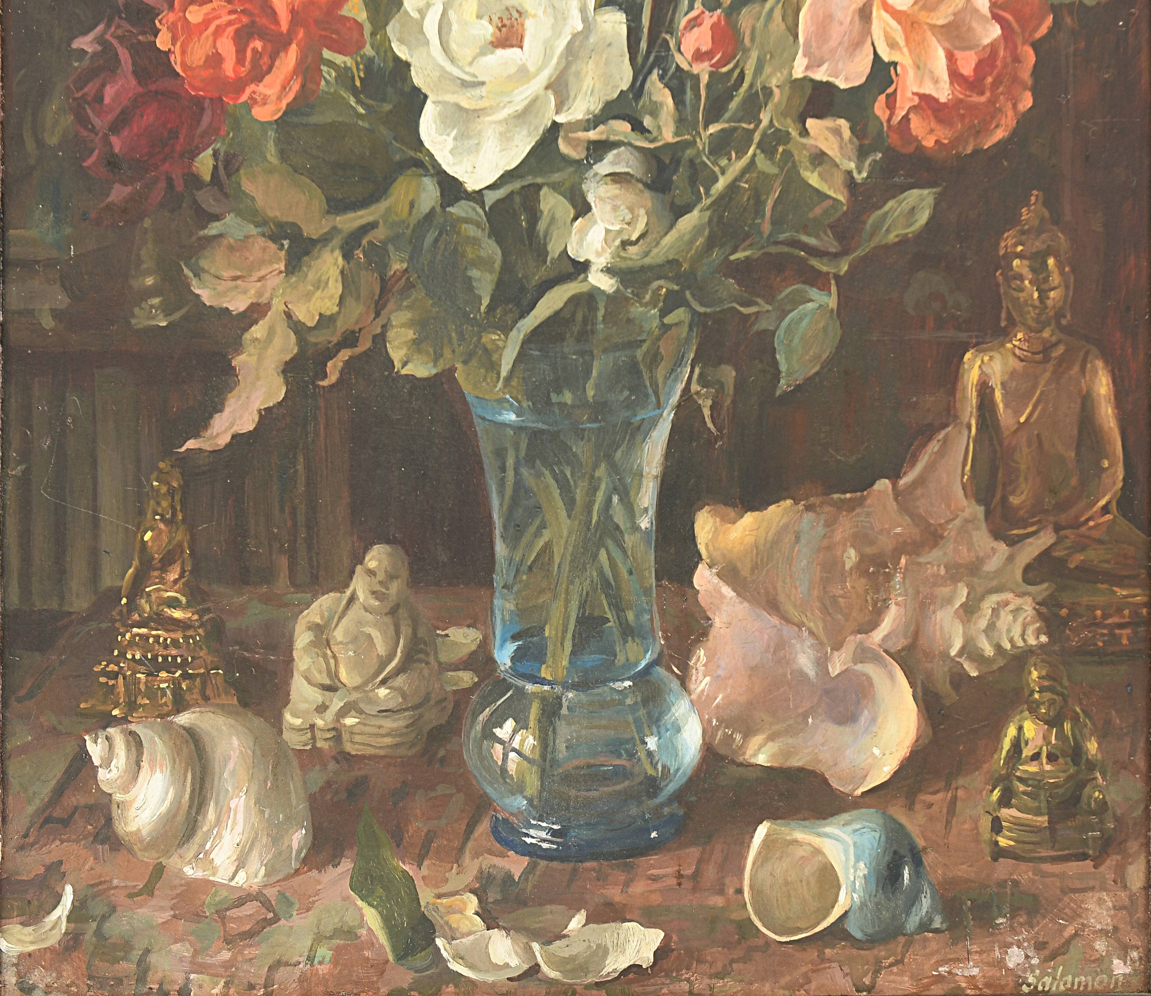 Huile sur isorel scène d'intérieur