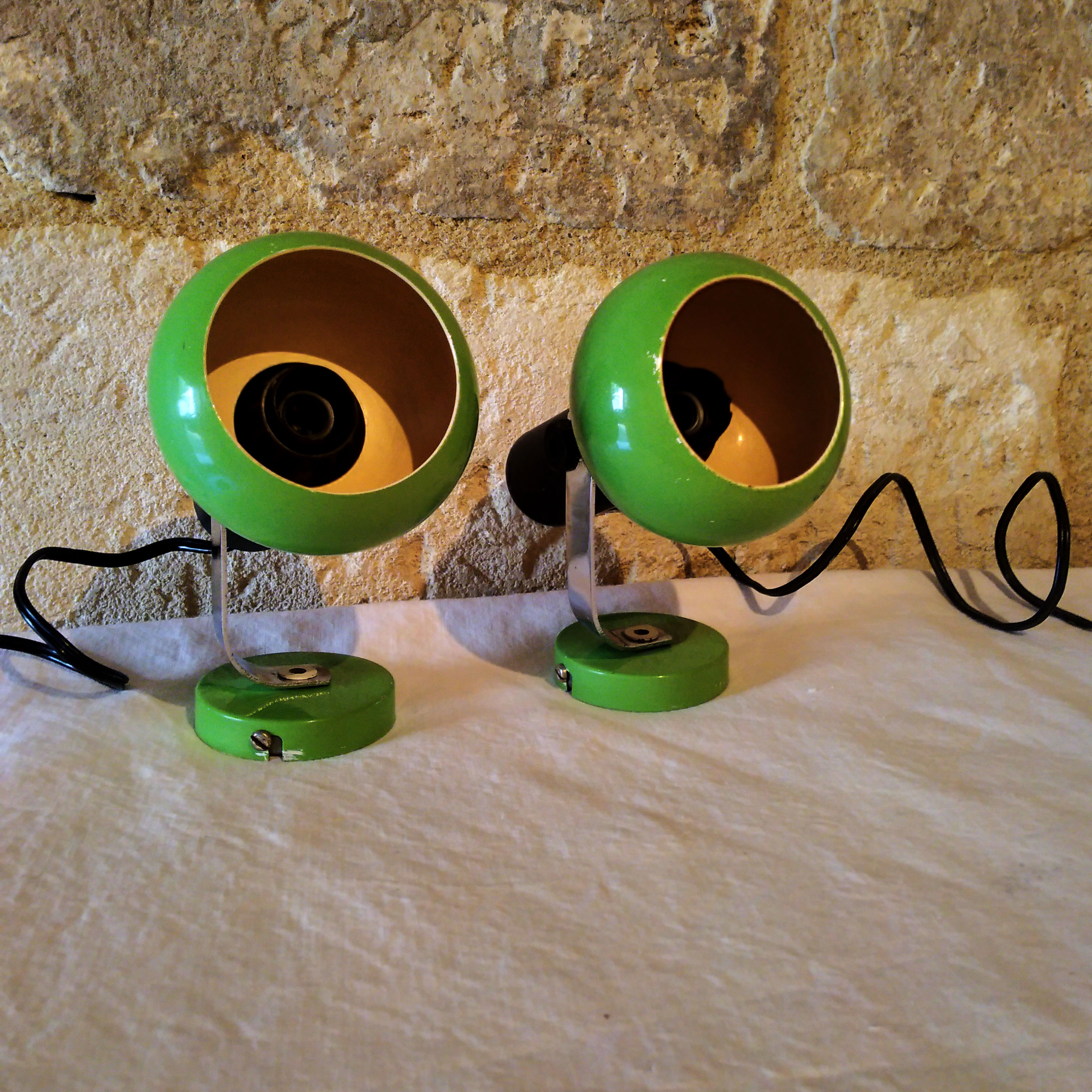 Pair of green eyeball sconces 1960