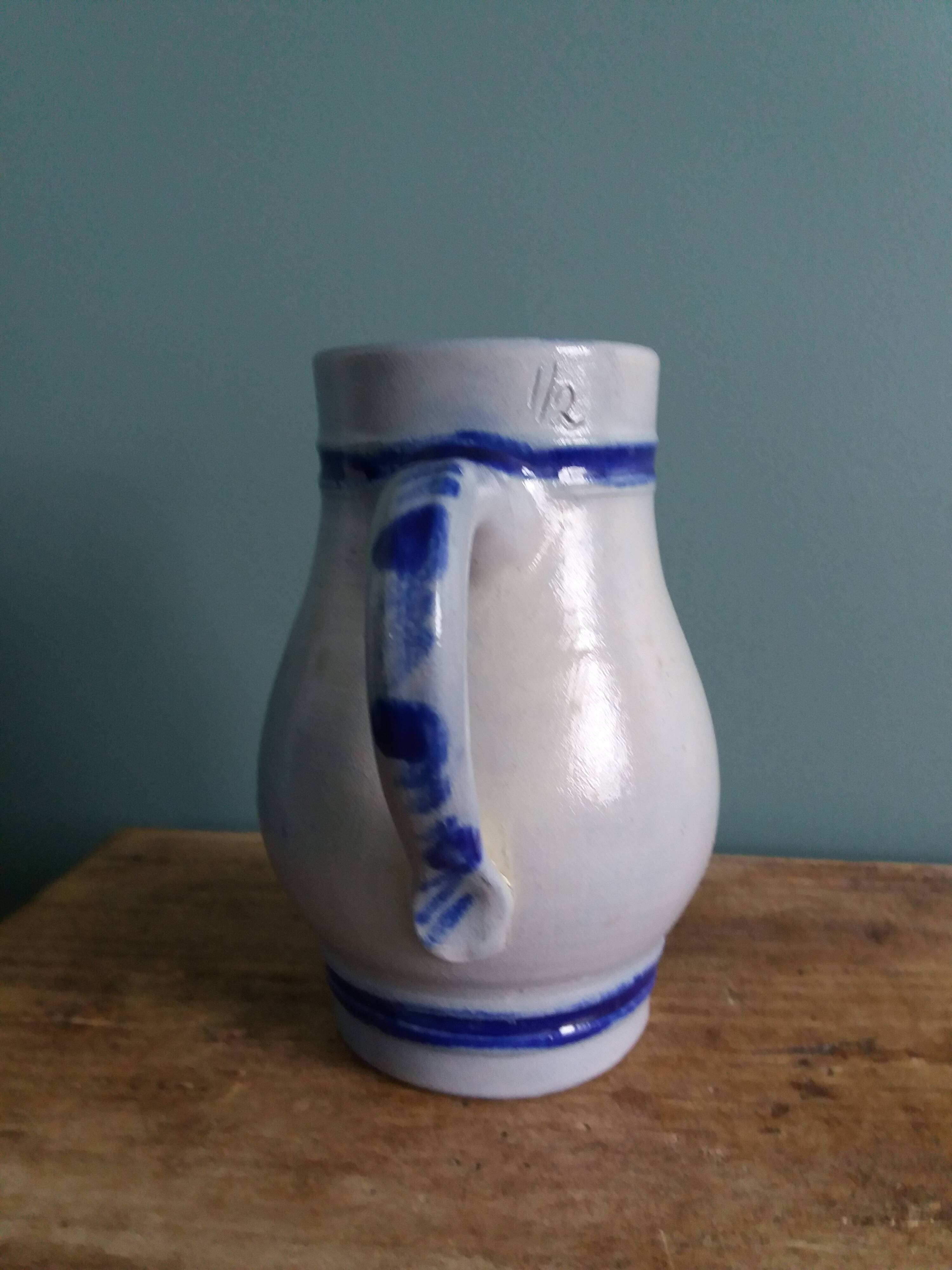 Alsace stoneware pitcher signed Remmy fils Betschdorf